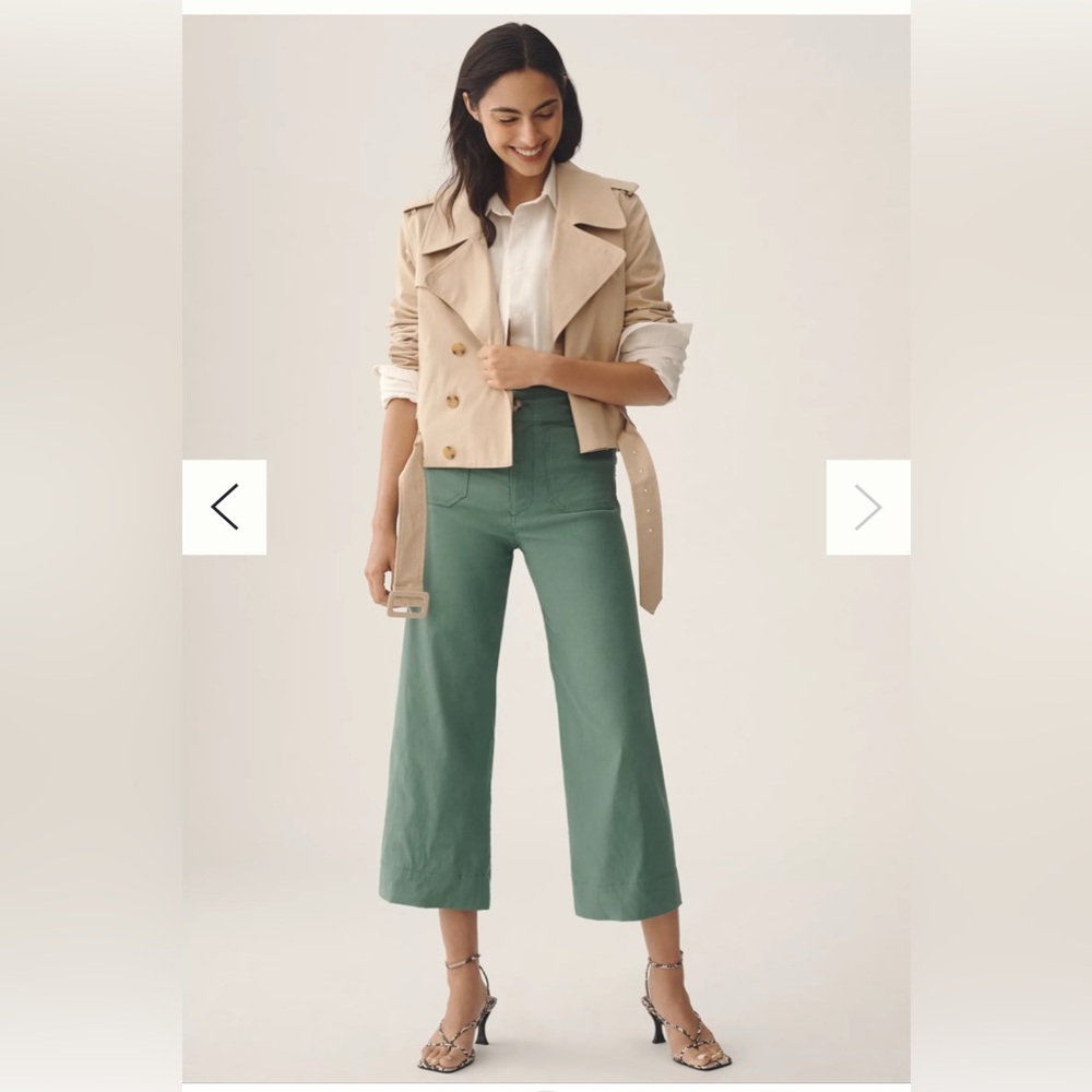 Anthropologie Maeve The Colette Wide Leg Moss Green Pants Size 29